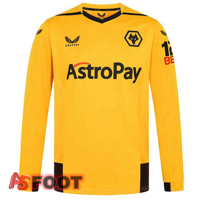 Maillot De Foot Wolves Domicile Manche Longue Jaune 22/23