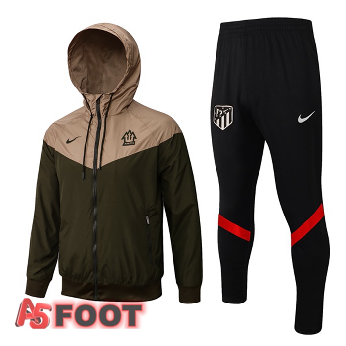 Ensemble Survetement Foot Coupe Vent Atletico Madrid Vert Fonce 21/22