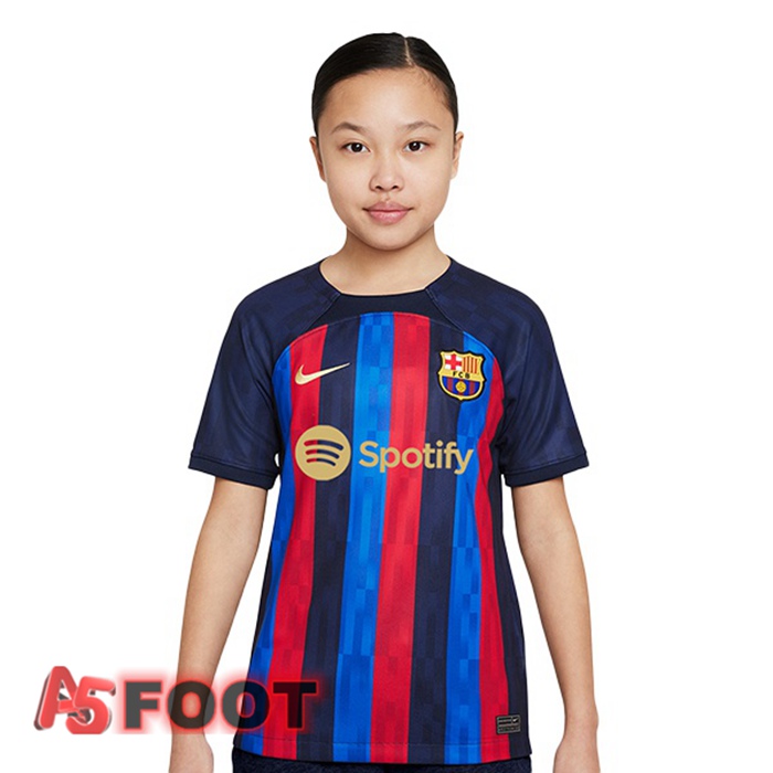 Maillot de Foot FC Barcelone Enfant Domicile Rouge Bleu 2022/2023