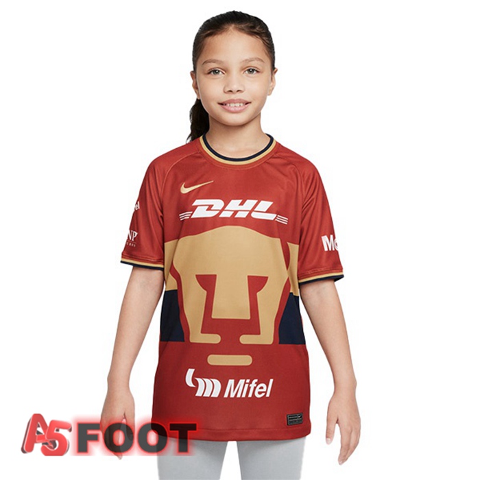 Maillot Foot Pumas UNAM Enfant Third Rouge Fonce 22/23