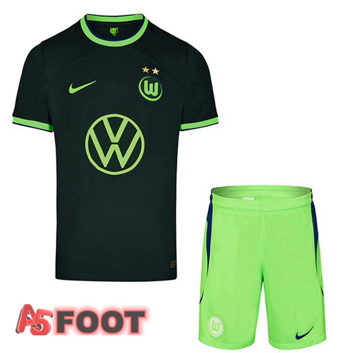 Maillot De Foot Vfl Wolfsburg Enfant Exterieur Noir 22/23