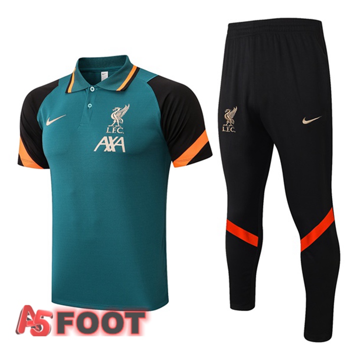 Ensemble Polo FC Liverpool + Pantalon Vert Noir 2021/2022