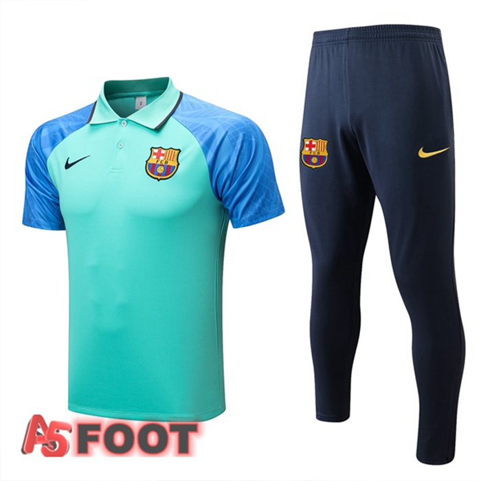 Ensemble Polo FC Barcelone + Pantalon Vert Bleu 2022/2023