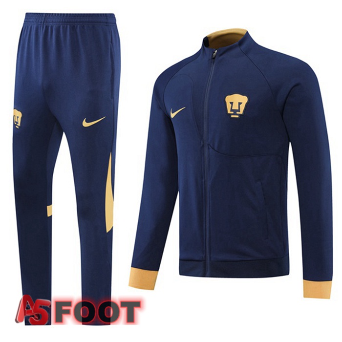 Ensemble Veste Survetement de Foot Pumas UNAM Bleu Royal 22/23