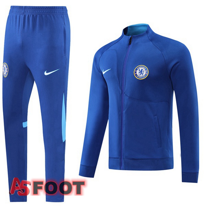 Ensemble Veste Survetement de Foot FC Chelsea Bleu 22/23