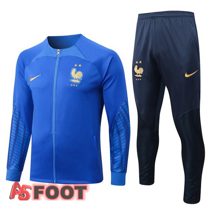 Ensemble Veste Survetement de Foot France Bleu 22/23