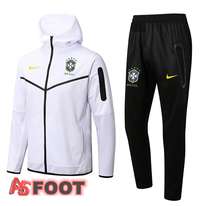 Survetement Veste A Capuche Bresil Blanc 2022/2023