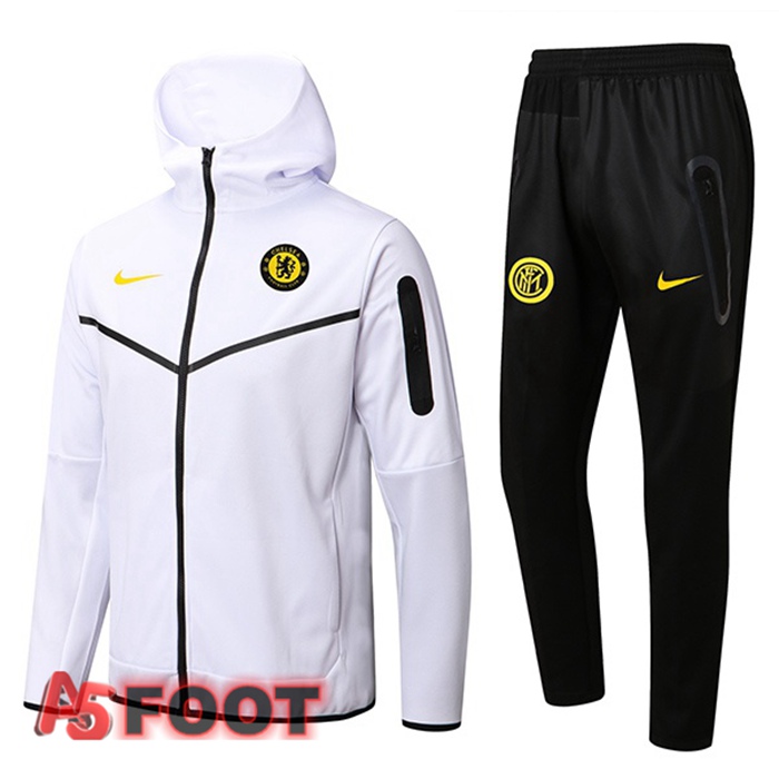 Survetement Veste A Capuche FC Chelsea Blanc 2022/2023