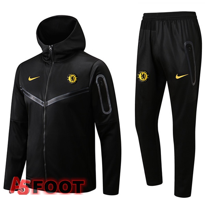 Veste A Capuche Survetement Foot FC Chelsea Noir 2022/2023