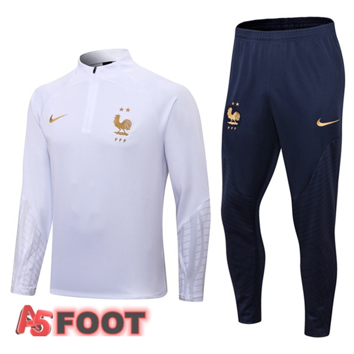 Ensemble Survetement de Foot France Blanc 2022/2023