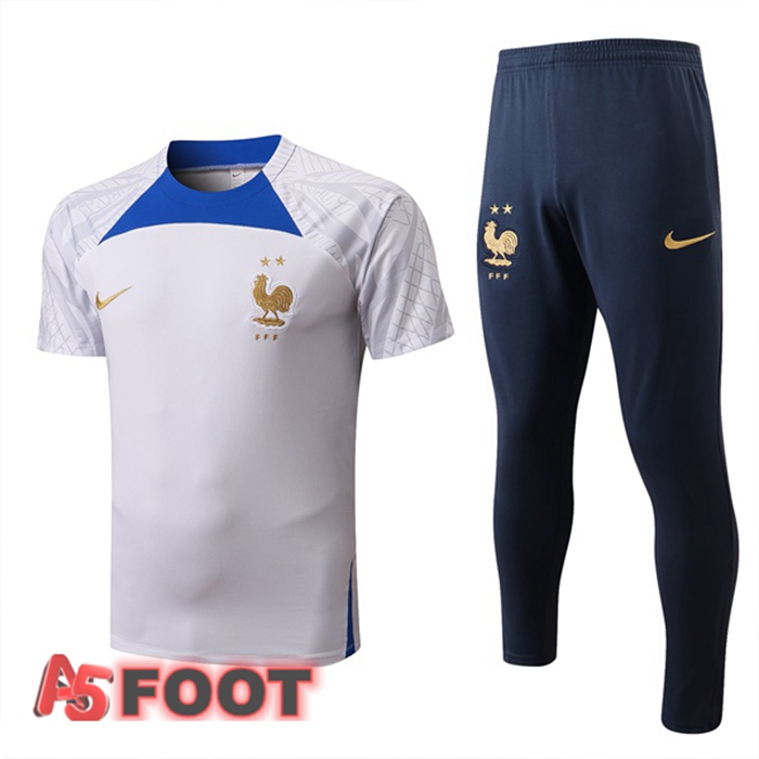 Ensemble Training T-Shirts France + Pantalon Blanc 2022/2023