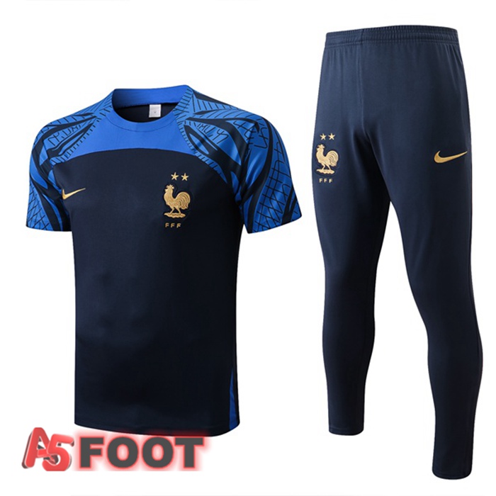 Ensemble Training T-Shirts France + Pantalon Bleu Royal 2022/2023