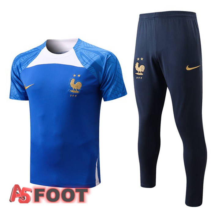 Ensemble Training T-Shirts France + Pantalon Bleu 2022/2023