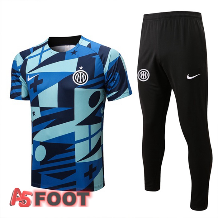 Ensemble Training T-Shirts Inter Milan + Pantalon Bleu 2022/2023