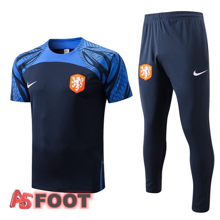 Ensemble Training T-Shirts Pays-Bas + Pantalon Bleu Royal 2022/2023