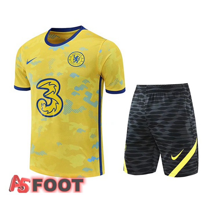 Ensemble Training T-Shirts FC Chelsea + Shorts Jaune 2022/2023