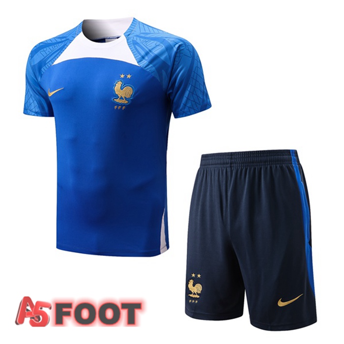 Ensemble Training T-Shirts France + Shorts Bleu 2022/2023