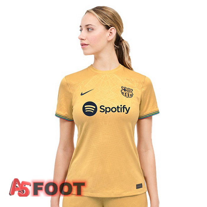 Maillot De Foot FC Barcelone Femme Exterieur Jaune 22/23