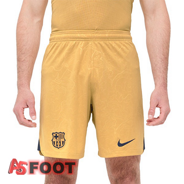 Short De Foot FC Barcelone Exterieur Jaune 22/23
