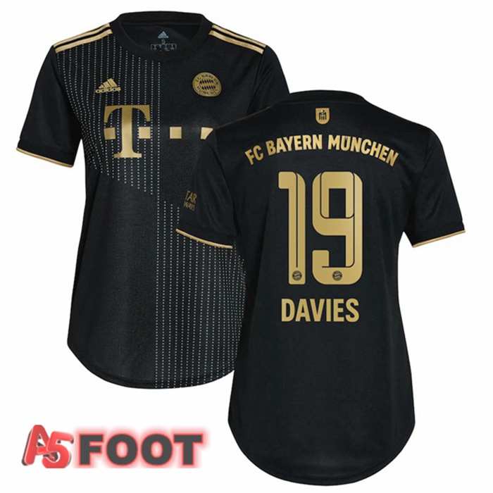 Maillot Bayern Munich (Davies 19) Femme Exterieur Noir 2021/22