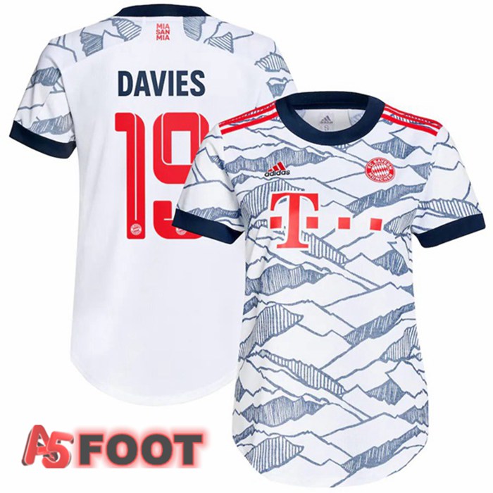 Maillot Bayern Munich (Davies 19) Femme Third Blanc 2021/22
