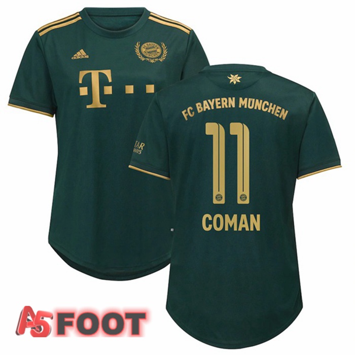 Maillot Bayern Munich (Coman 11) Femme Quatrieme Vert 2021/22