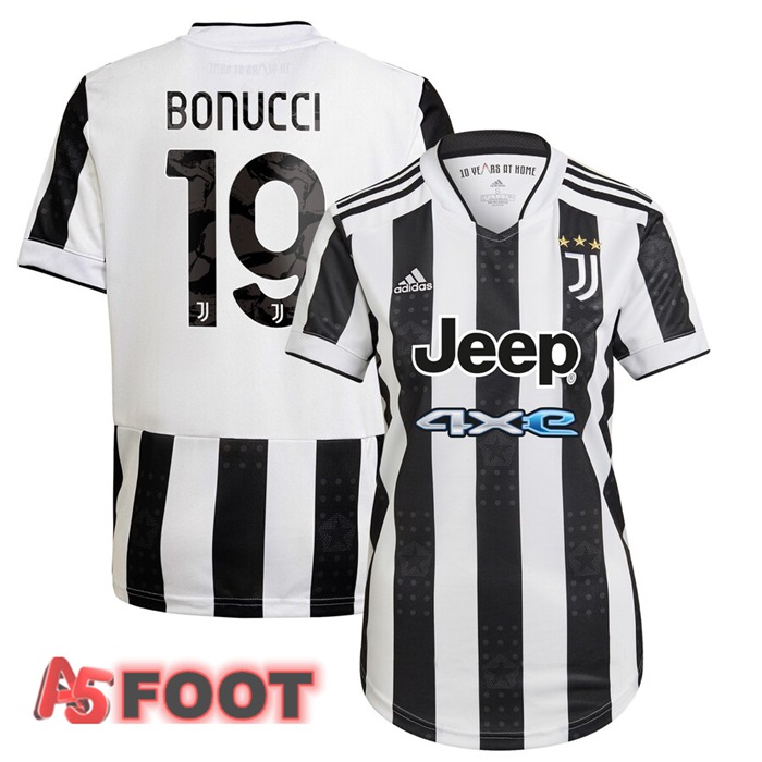 Maillot Juventus (Bonucci 19) Femme Domicile Noir/Blanc 2021/2022