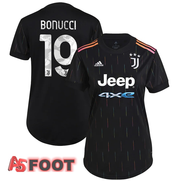 Maillot Juventus (Bonucci 19) Femme Exterieur Noir 2021/2022