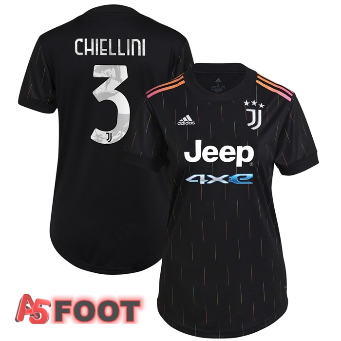 Maillot Juventus (CHIELLINI 3) Femme Exterieur Noir 2021/2022