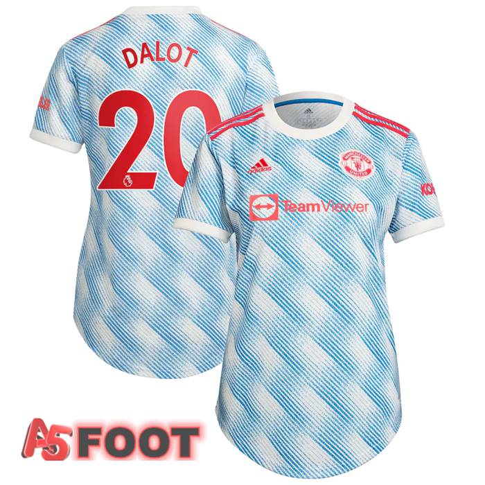 Maillot Manchester United (Dalot 20) Femme Exterieur Bleu/Blanc 2021/2022