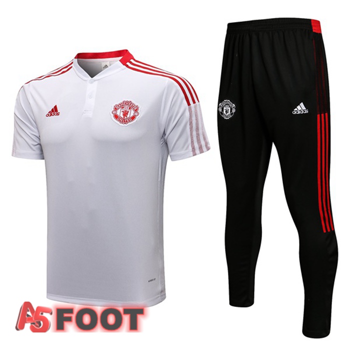 Polo de Foot Manchester United + Pantalon Blanc 2021/2022