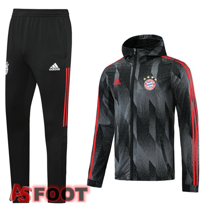 Coupe Vent Survetement de Foot Bayern Munich Noir Gris 2021/2022