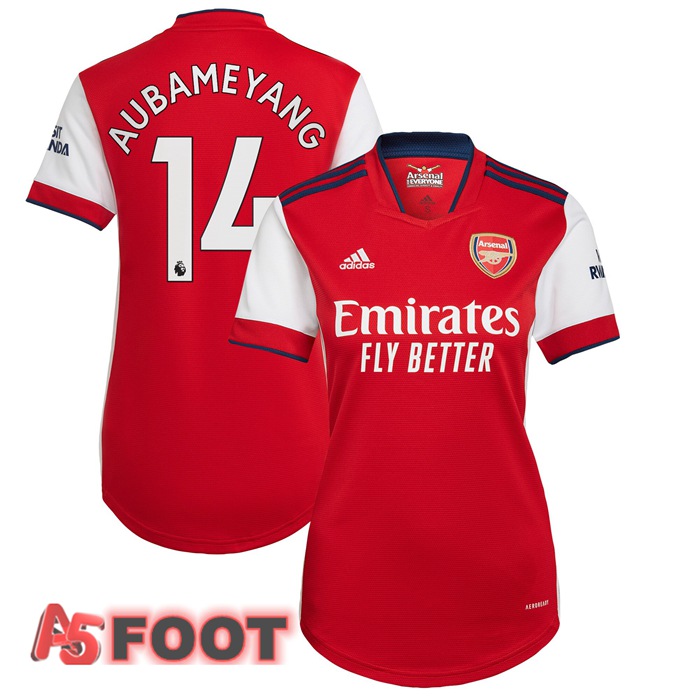 Maillot FC Arsenal (AUBAMEYANG 14) Femme Domicile Rouge/Blanc 2021/2022