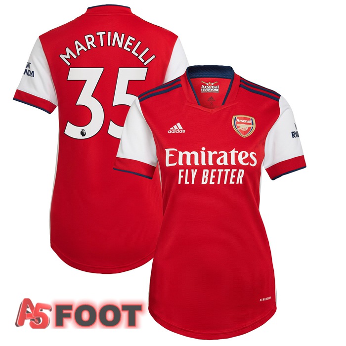 Maillot FC Arsenal (MARTINELLI 35) Femme Domicile Rouge/Blanc 2021/2022