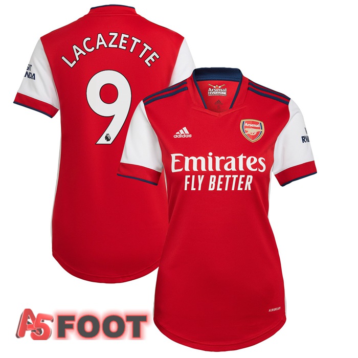 Maillot FC Arsenal (LACAZETTE 9) Femme Domicile Rouge/Blanc 2021/2022