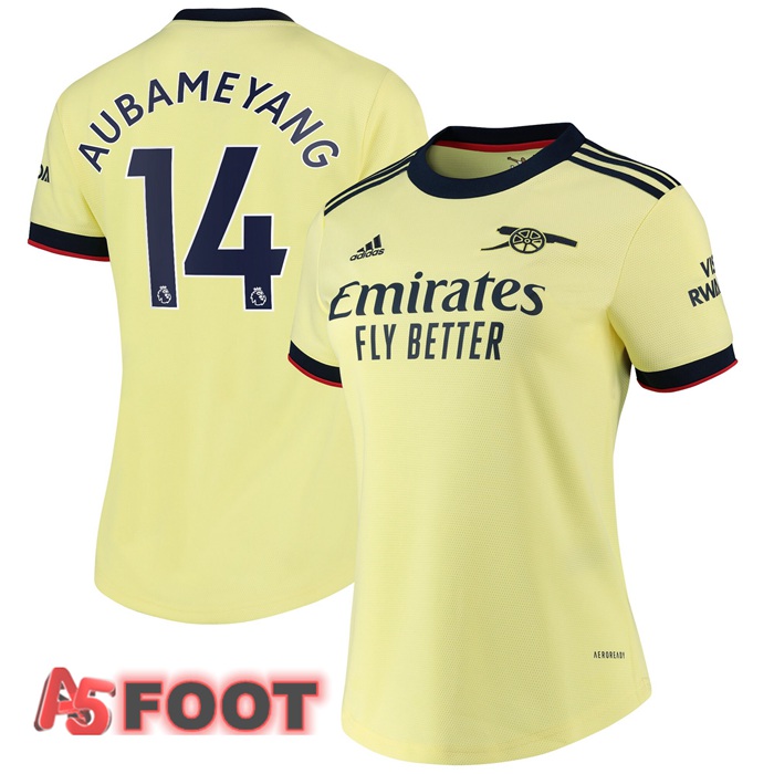 Maillot FC Arsenal (AUBAMEYANG 14) Femme Exterieur Jaune 2021/2022