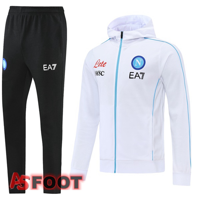 Ensemble Survetement Foot Veste A Capuche SSC Naples Blanc 21/22