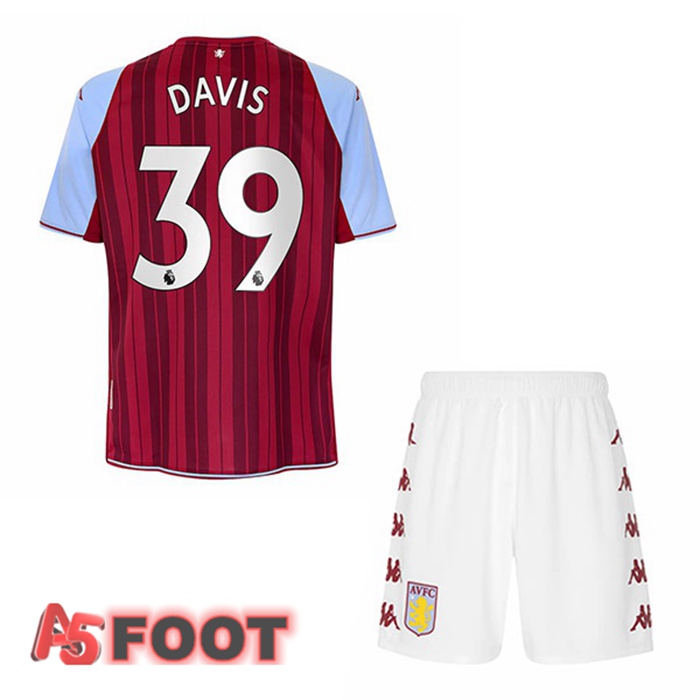 Maillot Aston Villa (Davis 39) Enfant Domicile Rouge 2021/22