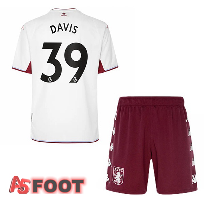 Maillot Aston Villa (Davis 39) Enfant Exterieur Blanc 2021/22