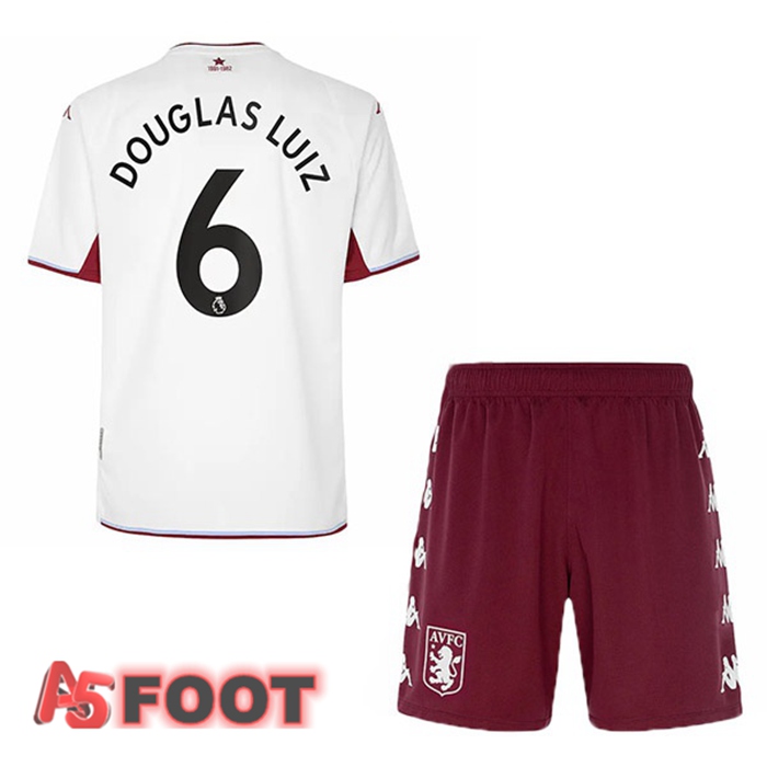 Maillot Aston Villa (Douglas Luiz 6) Enfant Exterieur Blanc 2021/22