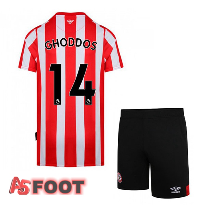 Maillot Brentford FC (GHODDOS 14) Enfant Domicile Rouge/Blanc 2021/22