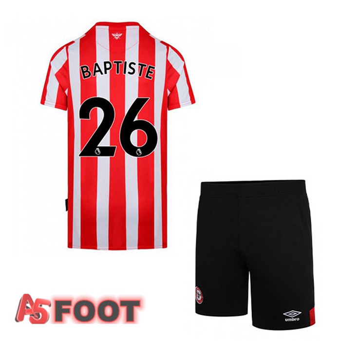 Maillot Brentford FC (BAPTISTE 26) Enfant Domicile Rouge/Blanc 2021/22