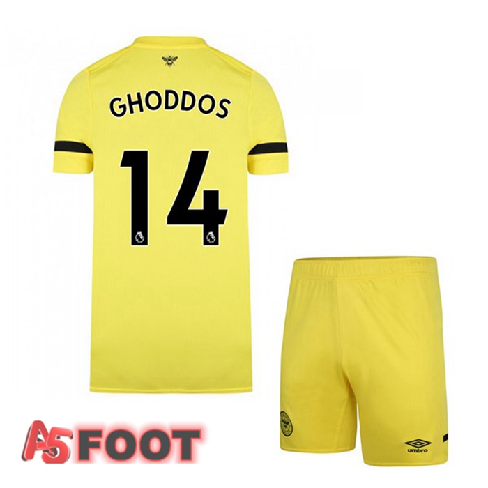 Maillot Brentford FC (GHODDOS 14) Enfant Exterieur Jaune 2021/22