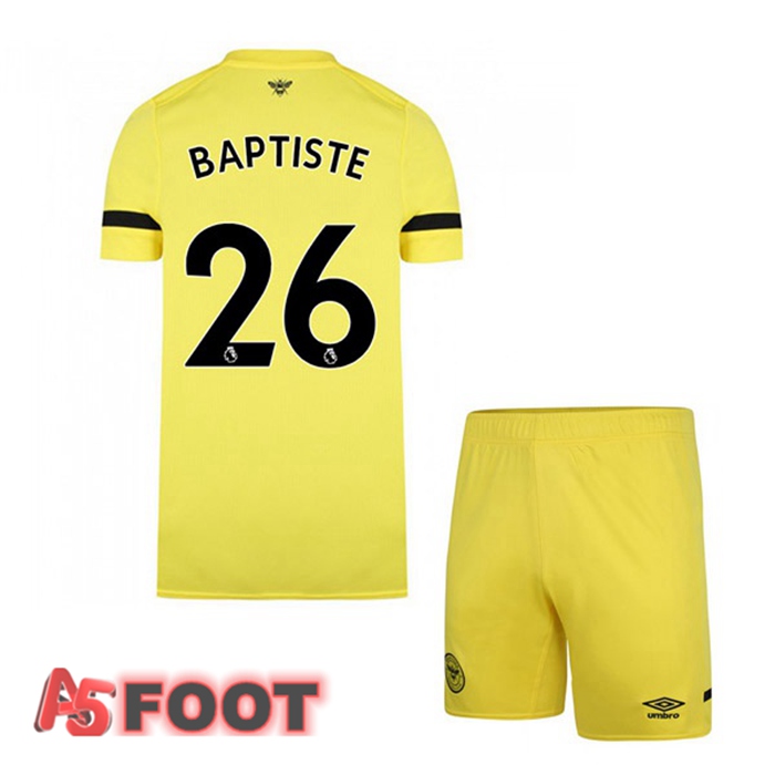 Maillot Brentford FC (BAPTISTE 26) Enfant Exterieur Jaune 2021/22