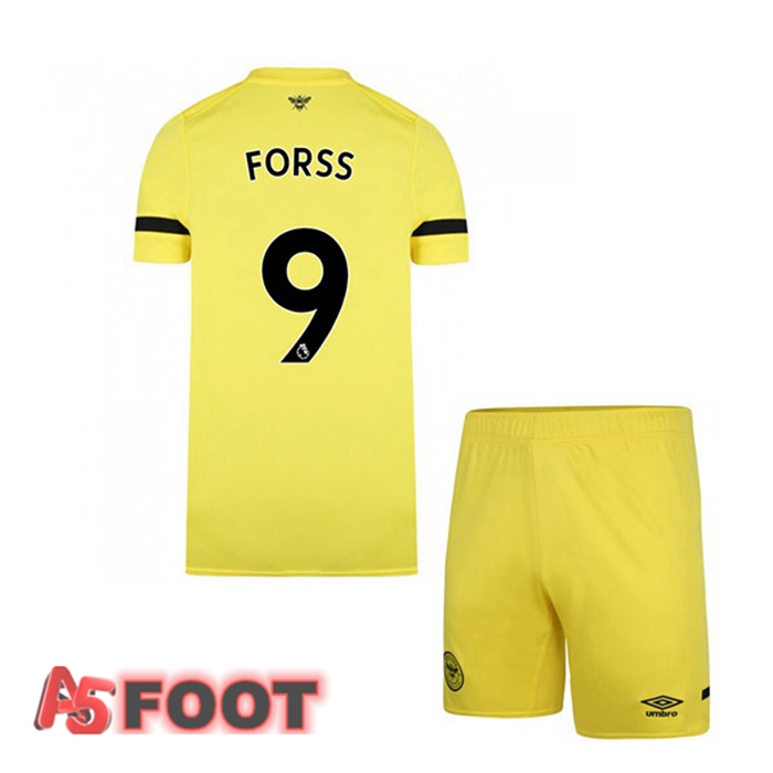 Maillot Brentford FC (FORSS 9) Enfant Exterieur Jaune 2021/22