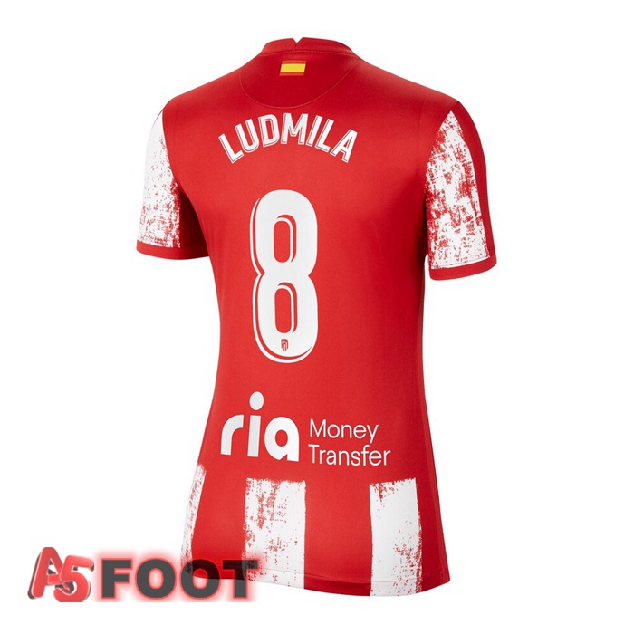 Maillot Atletico Madrid (GRIEZMANN 8) Femme Domicile Rouge/Blanc 2021/2022