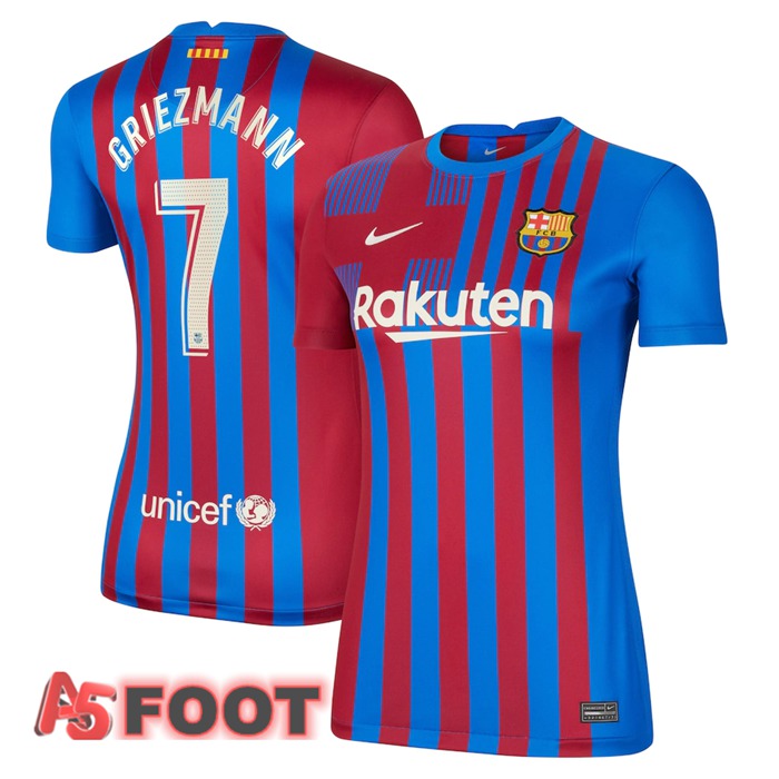 Maillot FC Barcelone (Griezmann 7) Femme Domicile Rouge/Bleu 2021/2022
