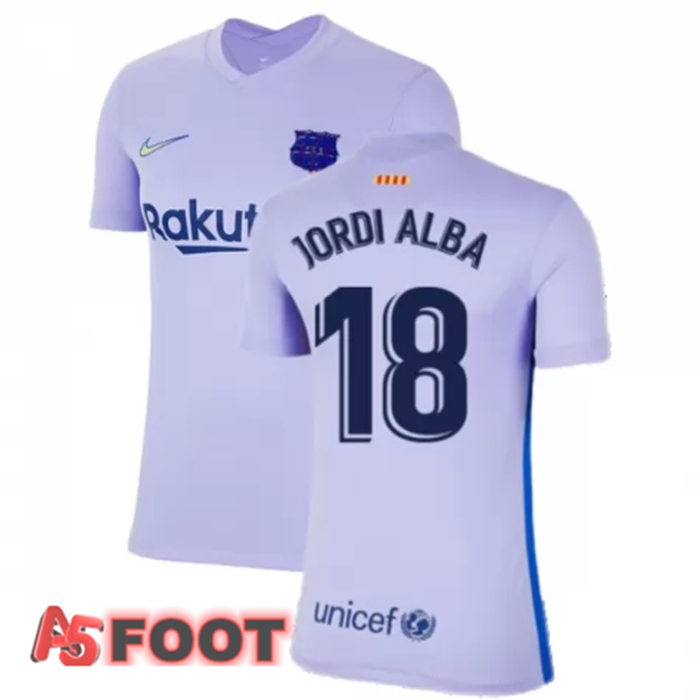 Maillot FC Barcelone (JORDI ALBA 18) Femme Exterieur Violet 2021/2022