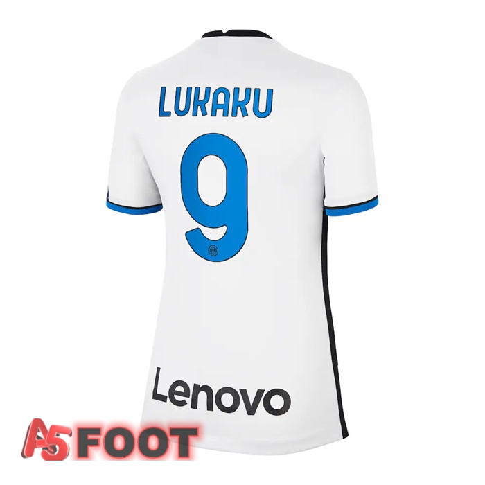 Maillot Inter Milan（DZEKO 9）Femme Exterieur Blanc 2021/2022