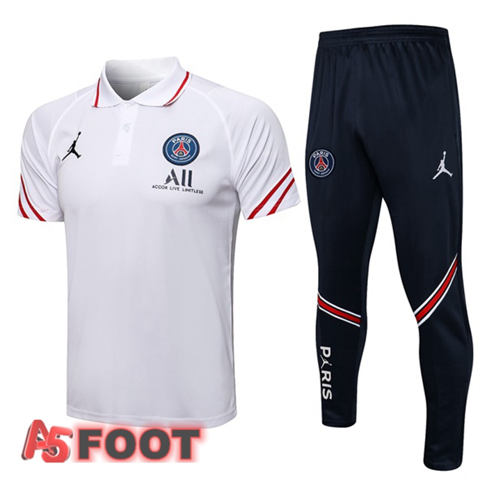 Polo de Foot JORDAN Paris PSG + Pantalon Blanc 2021/2022